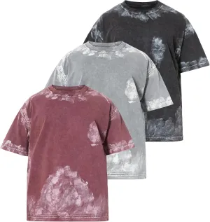 3 Pack Men Oversized Heavy Cotton T-Shirts Vintage Crewneck Shirts Tees Short Sleeve Women Baggy Tops Streetwear