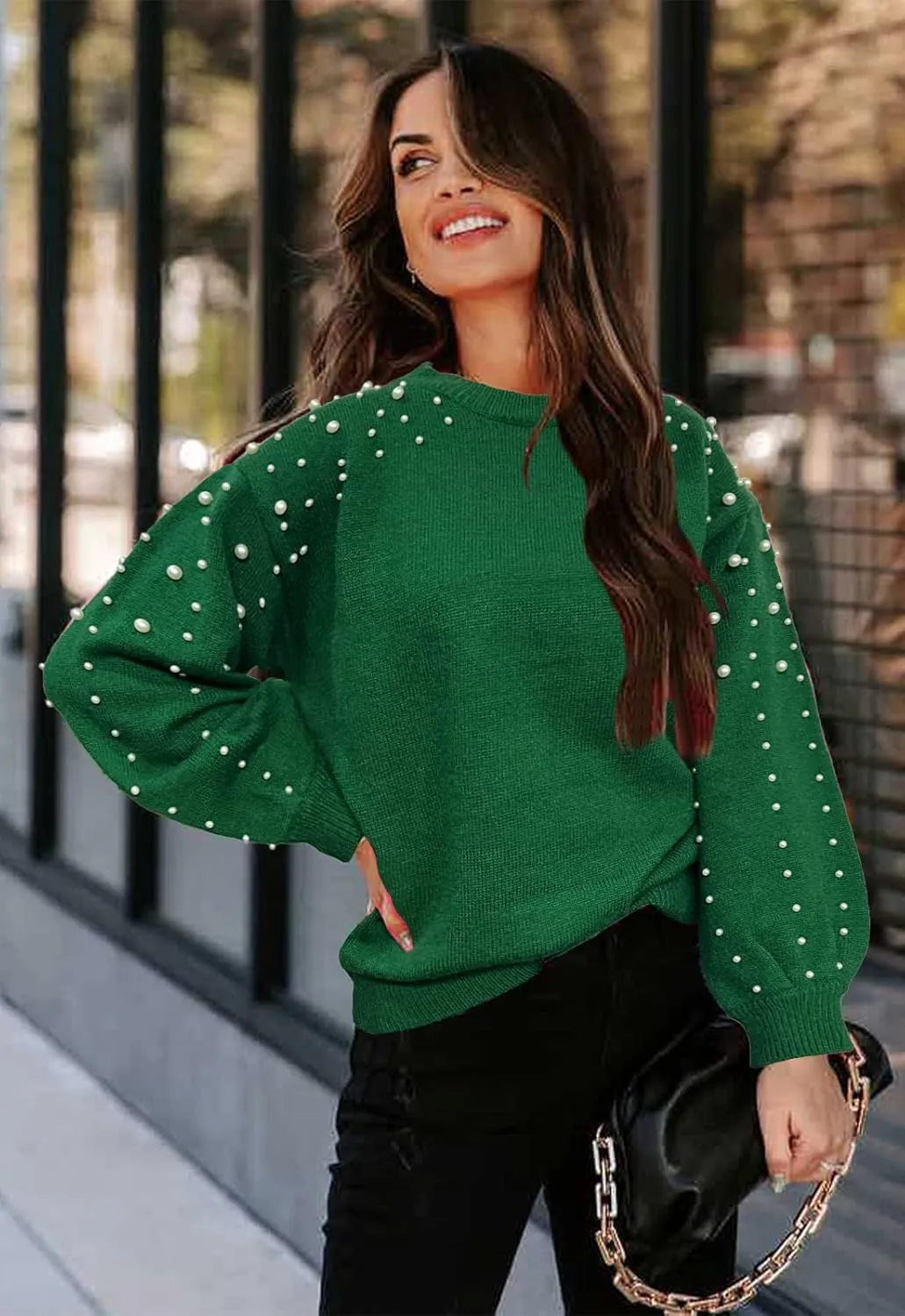 ANCAPELION Women’s Casual Sweater Pullover Winter Basic Sweatshirt Long Sleeve Cozy Knitted Jumper Tops Loose Fit