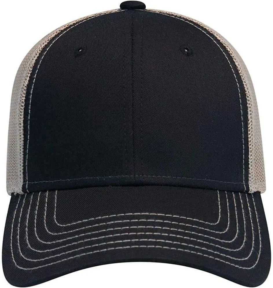 Ashen Fane 6 Panel Low Profile Contrast Vertical Mesh Back Snapback Hat