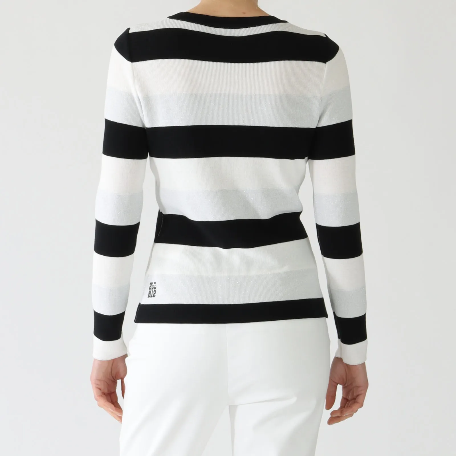 Black & Wide White Stripe Knit Sweater
