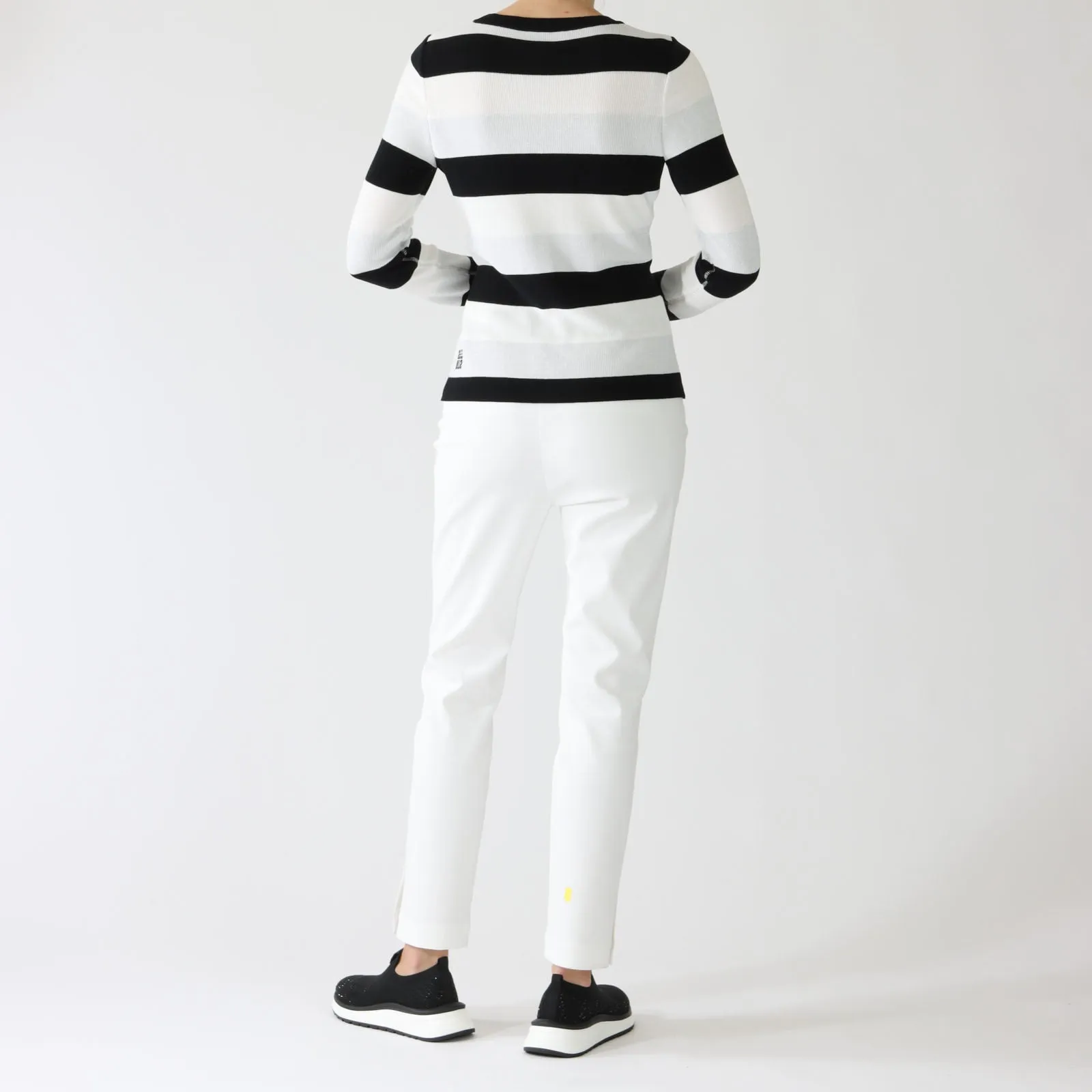Black & Wide White Stripe Knit Sweater