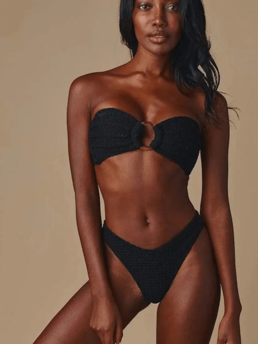 Black Crochet Lulu Zig Zag Bottom