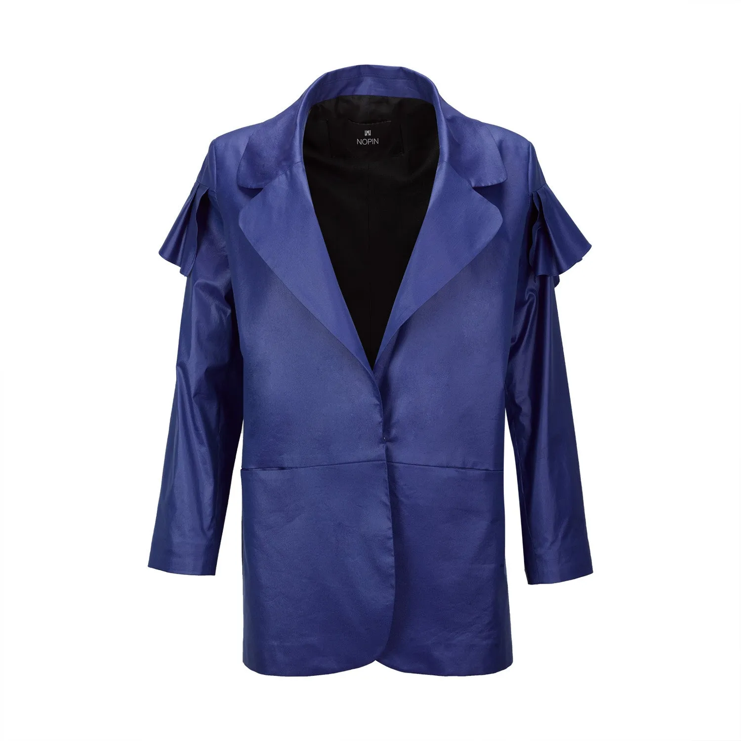 Blue Oversized Blazer with Frill