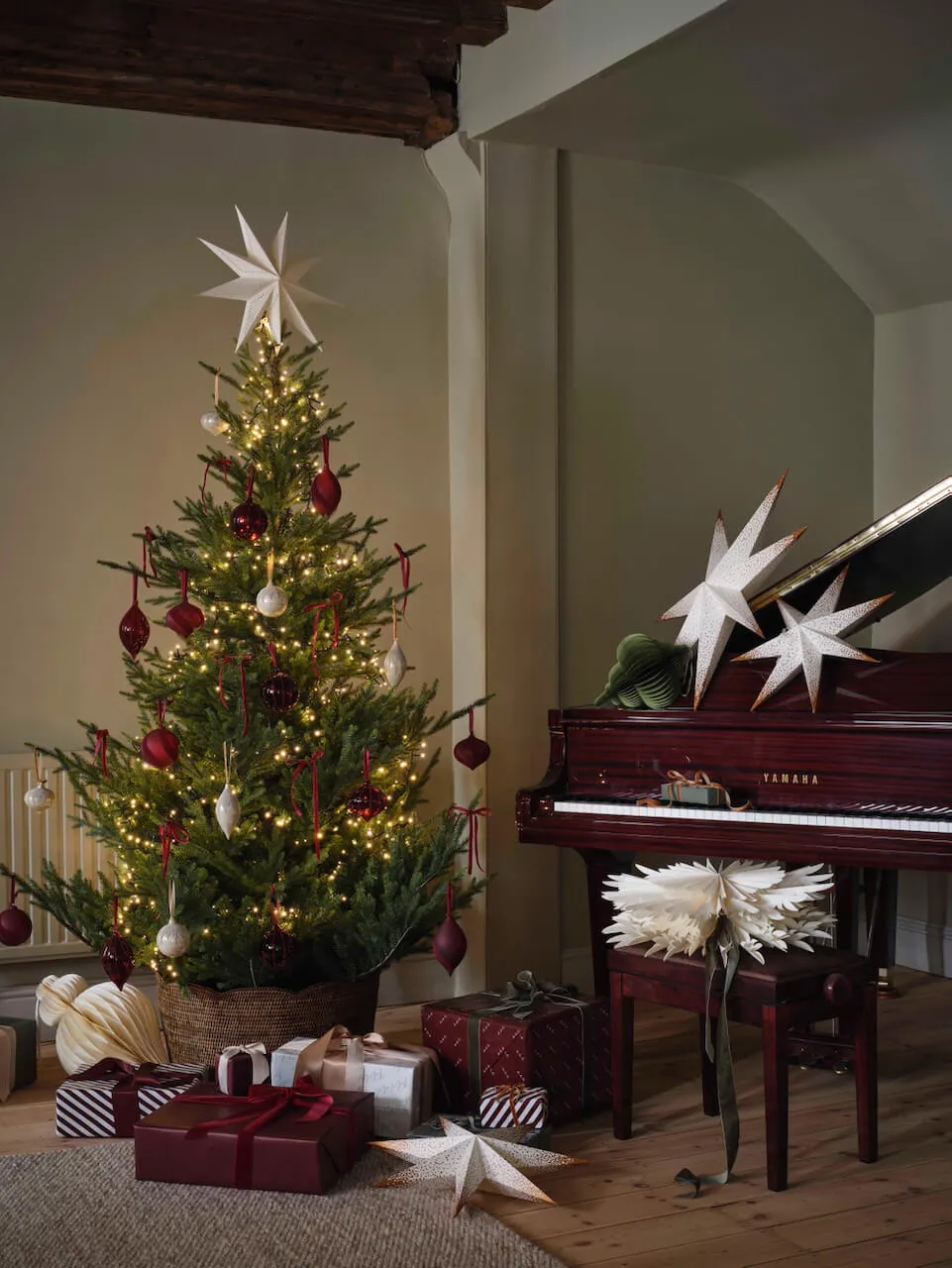 Burgundy and White Stripe Wrapping Paper - 5m