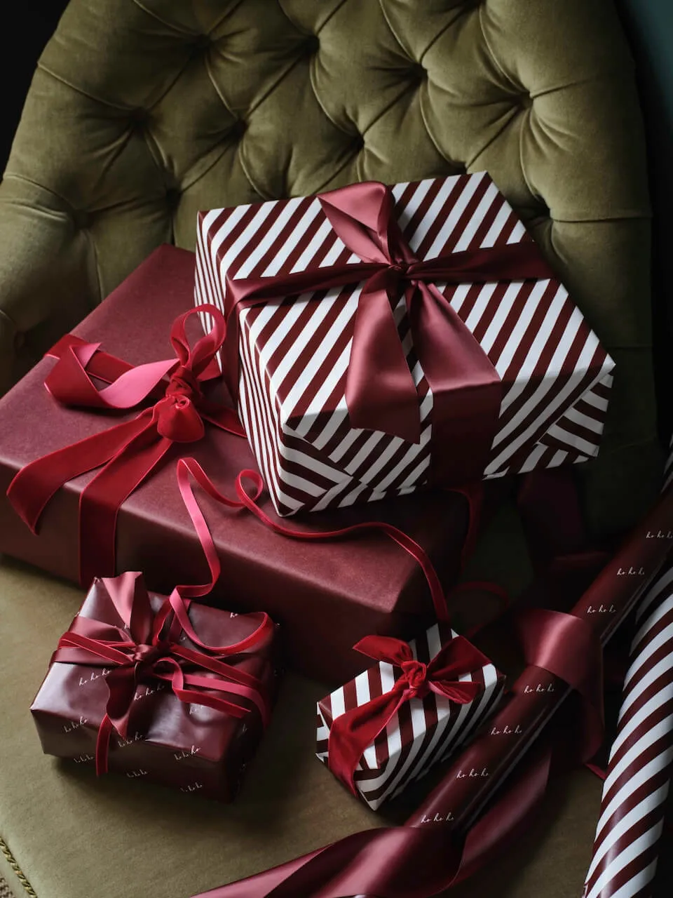 Burgundy and White Stripe Wrapping Paper - 5m