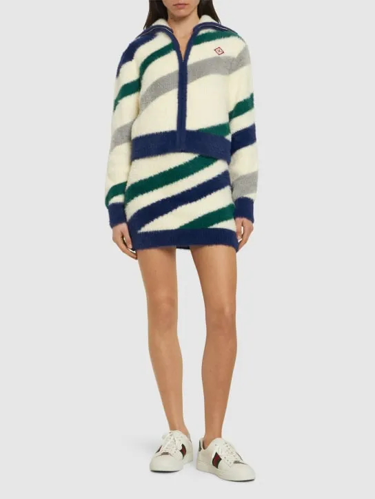 Casablanca   Striped fluffy zip-up top 