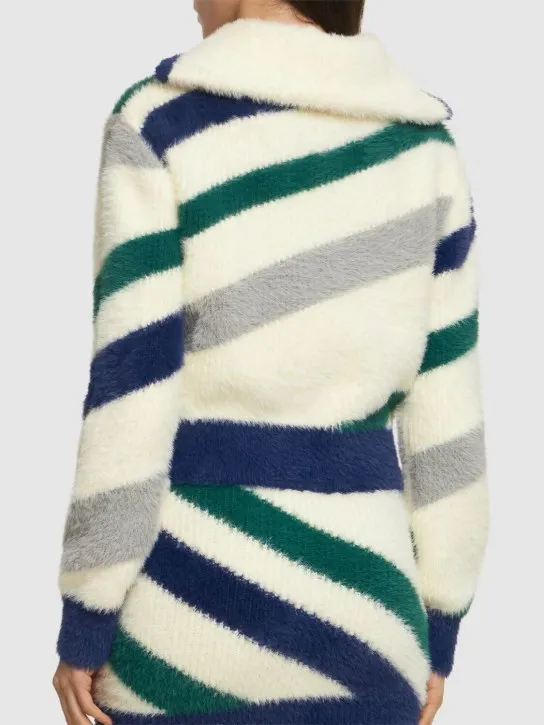 Casablanca   Striped fluffy zip-up top 