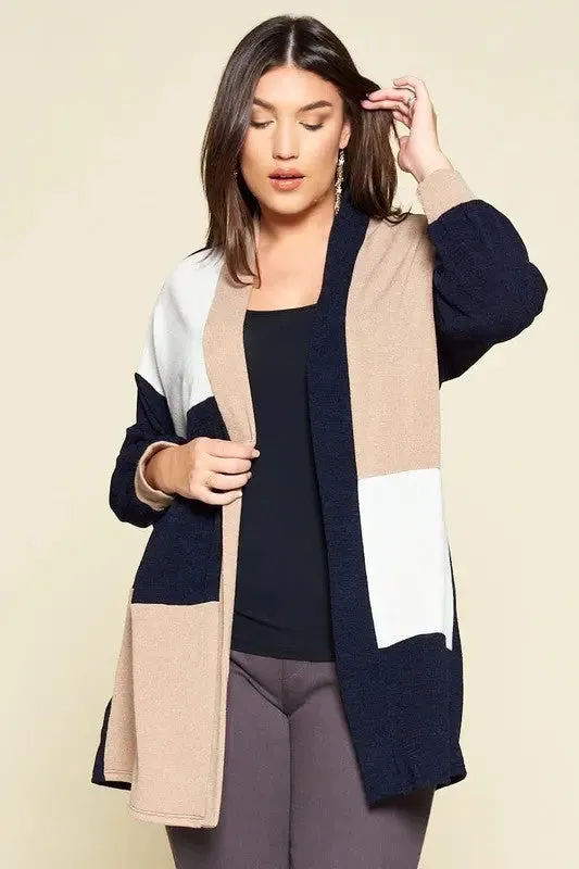 Color Block Curvy Girl Cardigan