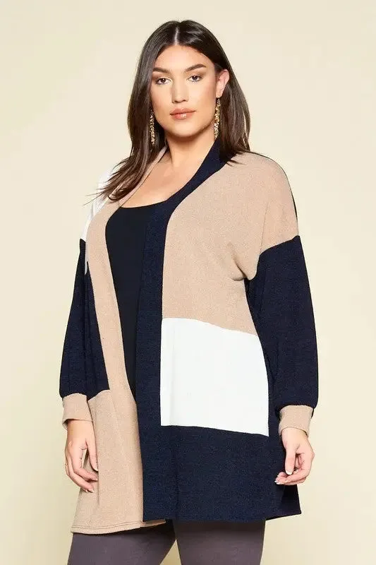 Color Block Curvy Girl Cardigan