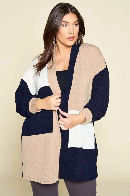 Color Block Curvy Girl Cardigan