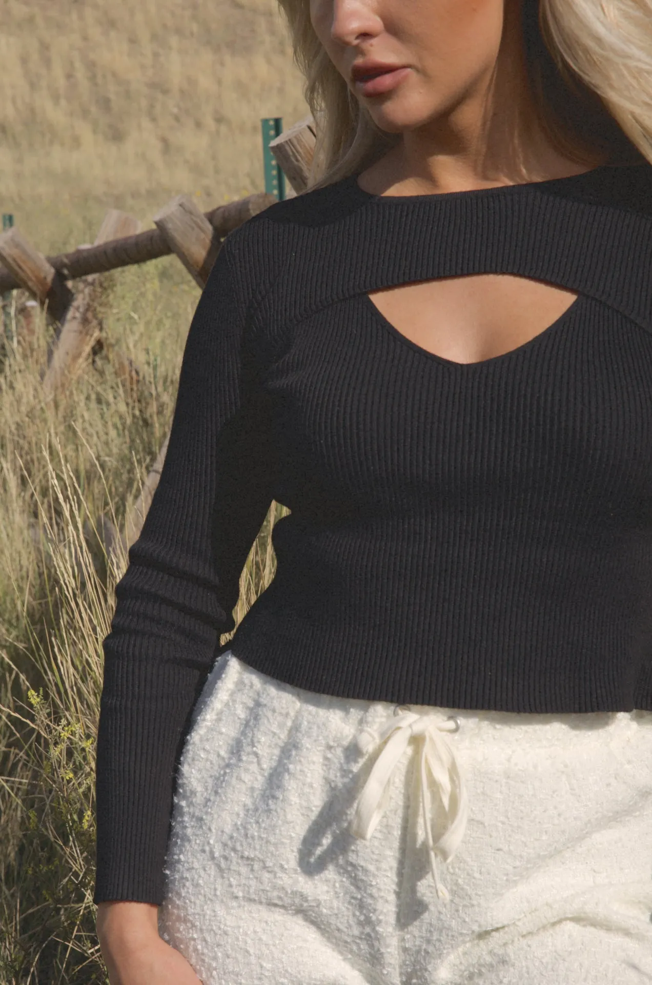 Cut Out Sweater In Black
