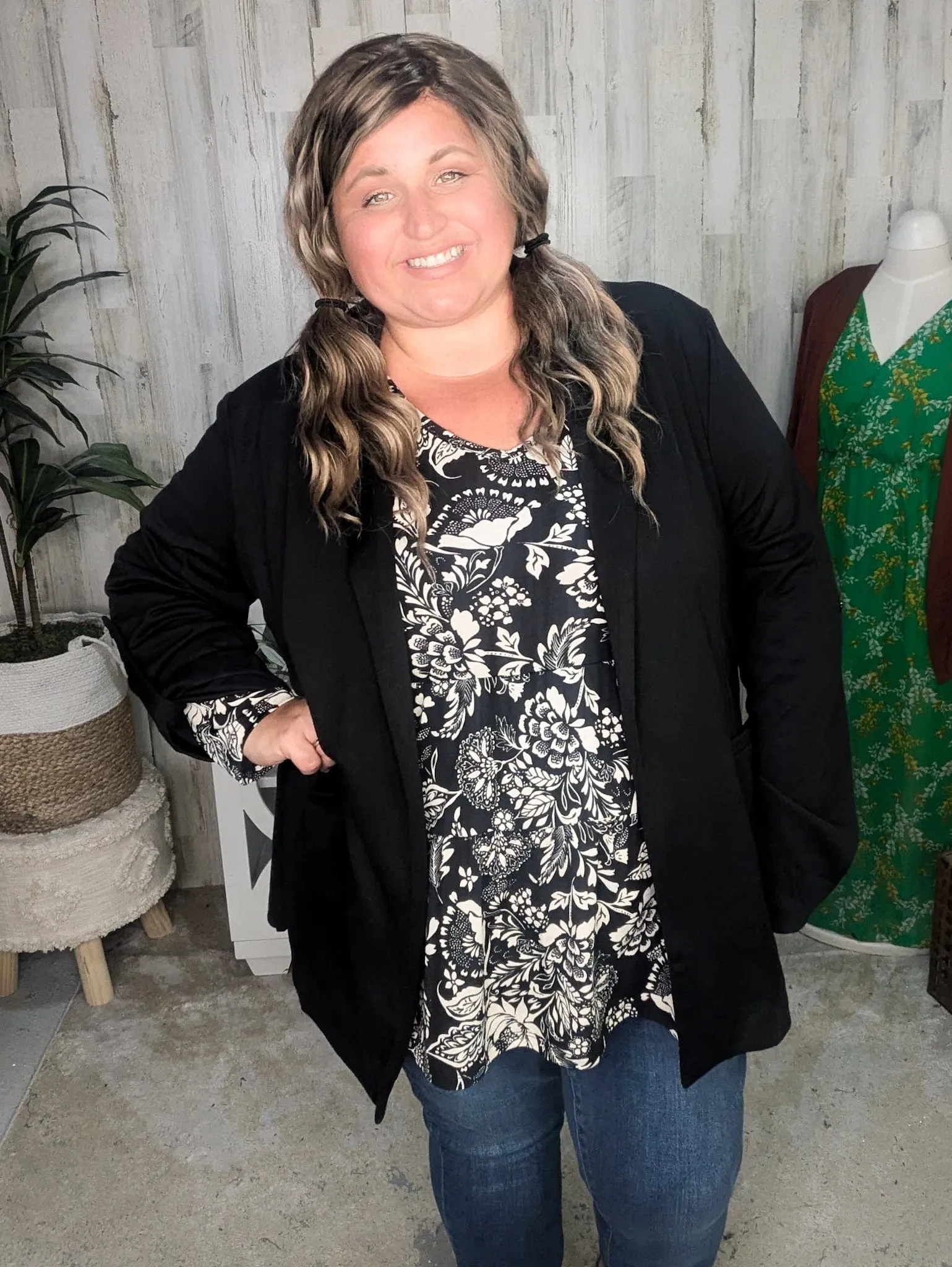 Darby Collared Blazer w/Pockets   Stretch (2 Colors)