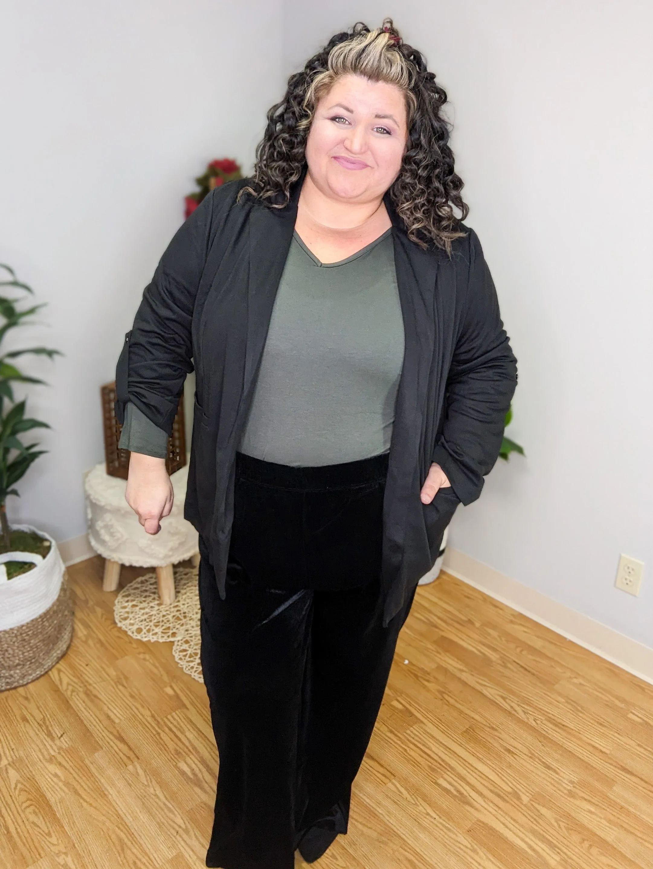 Darby Collared Blazer w/Pockets   Stretch (2 Colors)