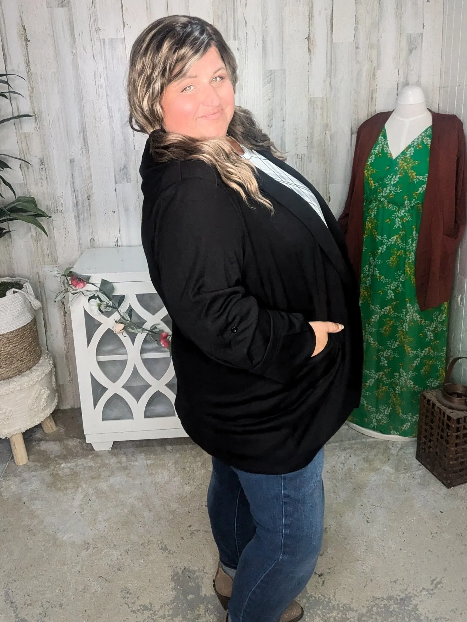 Darby Collared Blazer w/Pockets   Stretch (2 Colors)