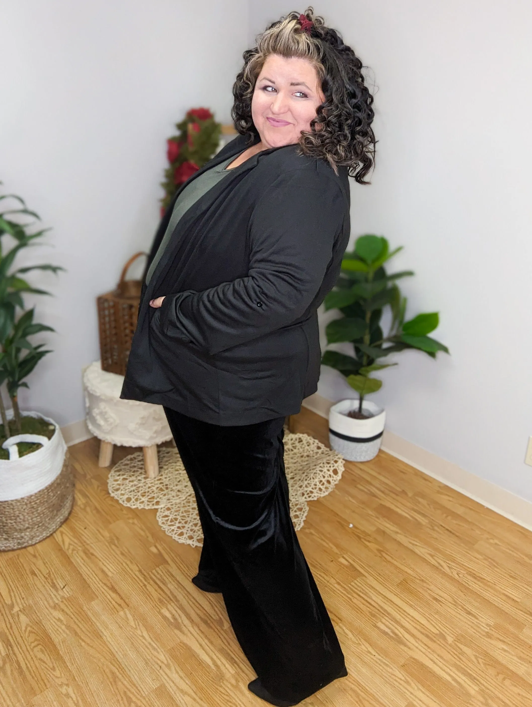 Darby Collared Blazer w/Pockets   Stretch (2 Colors)