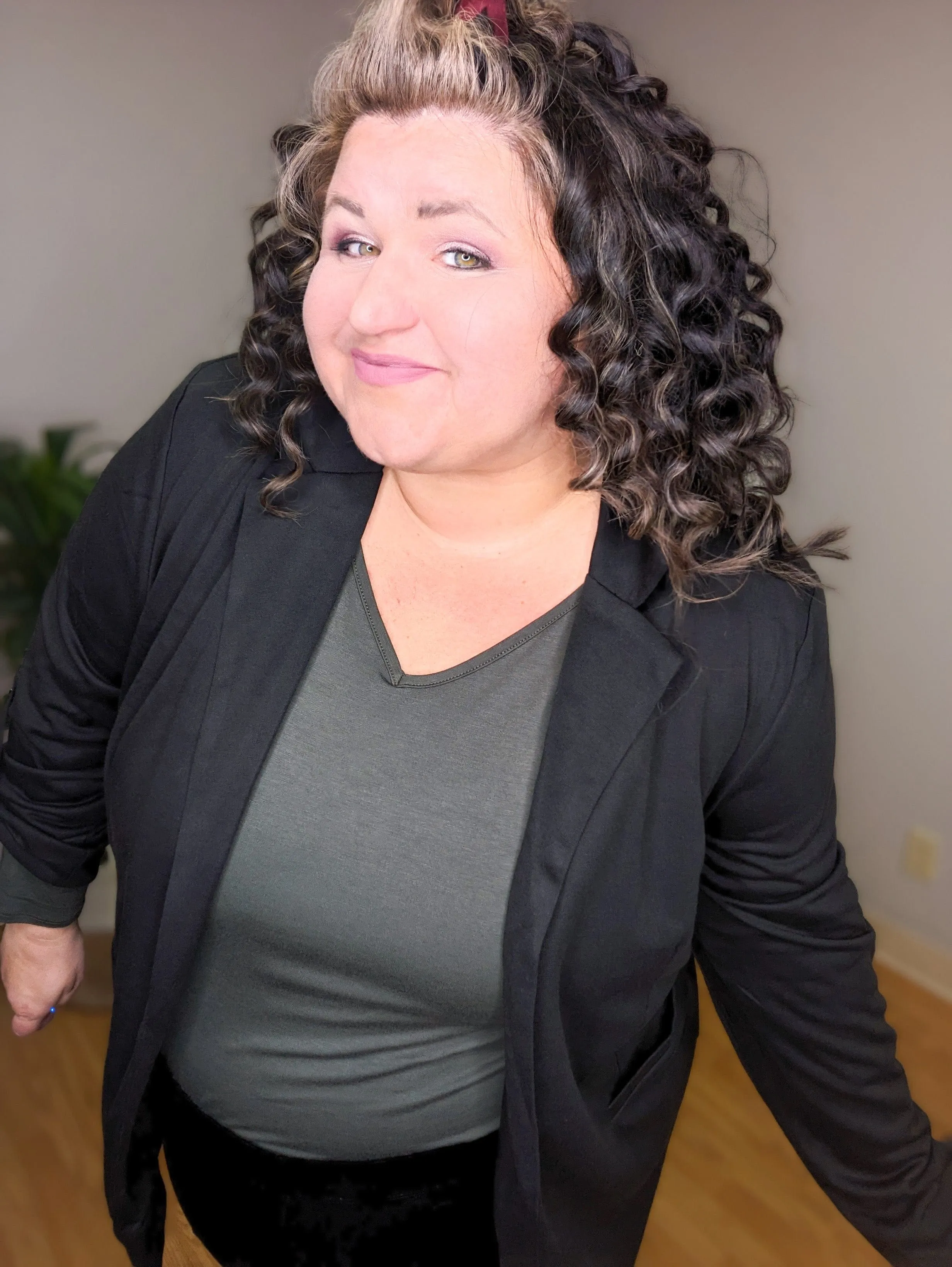 Darby Collared Blazer w/Pockets   Stretch (2 Colors)