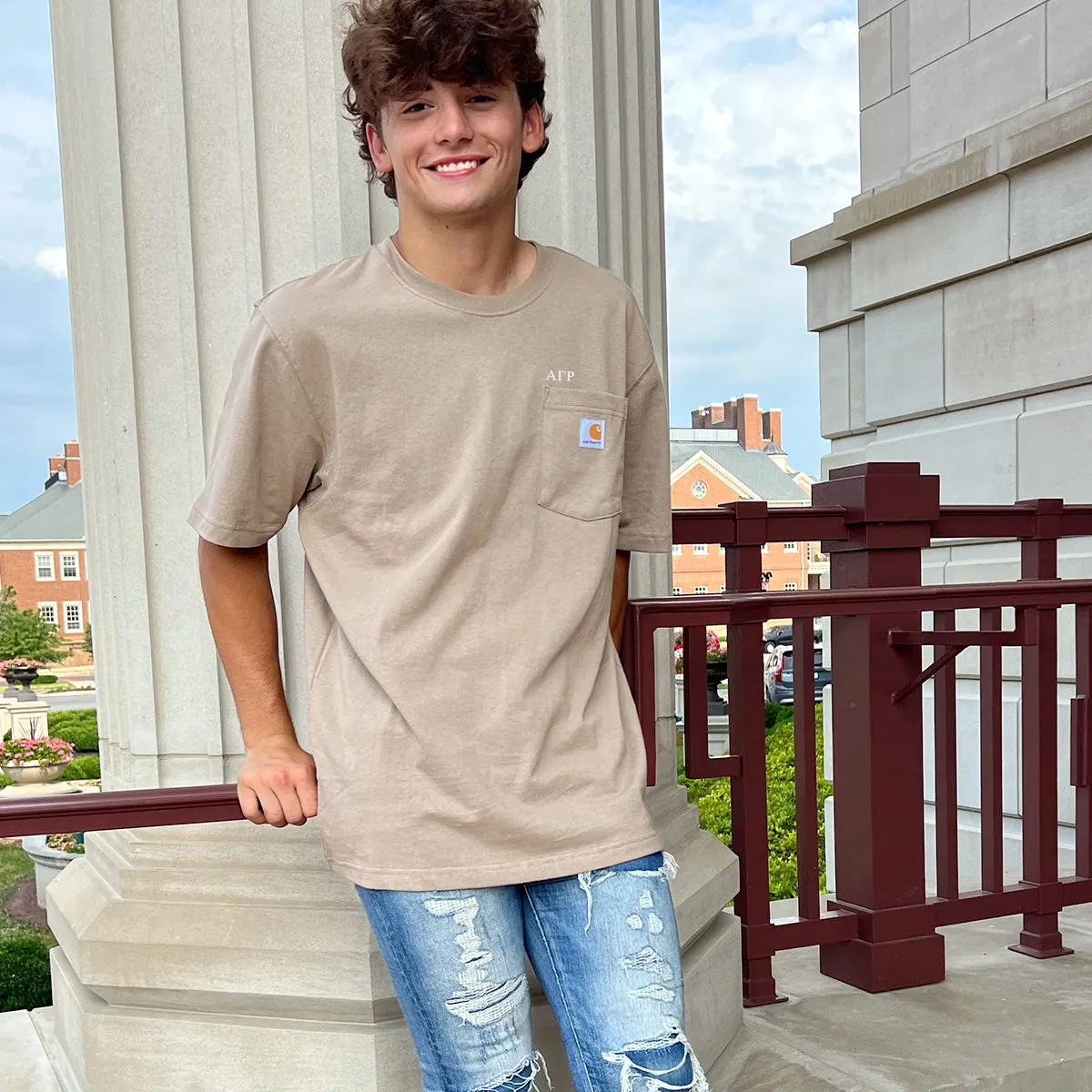 Delta Upsilon Carhartt Relaxed Fit Short Sleeve Pocket Tee