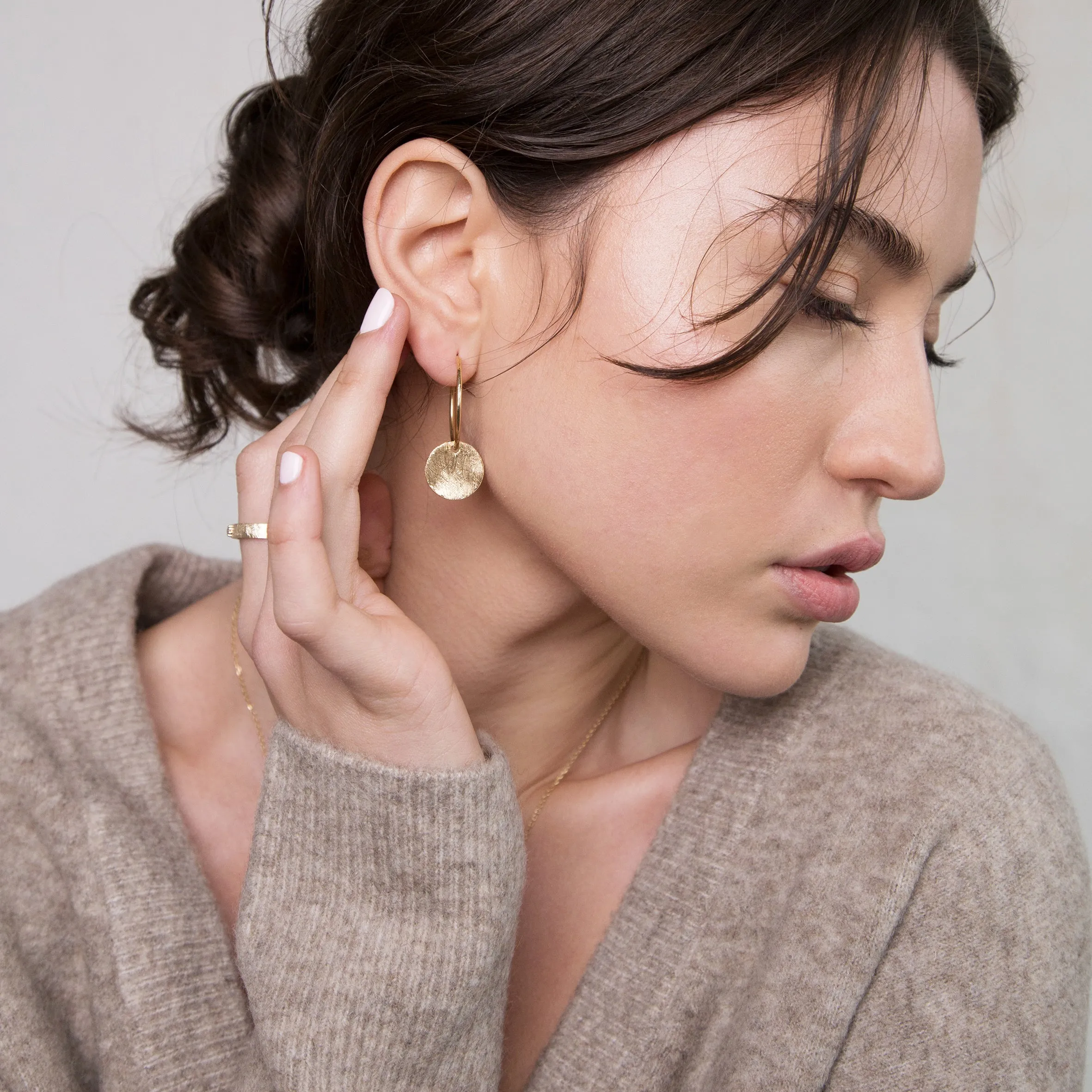 Full moon hoop Earrings (medium) - Silver