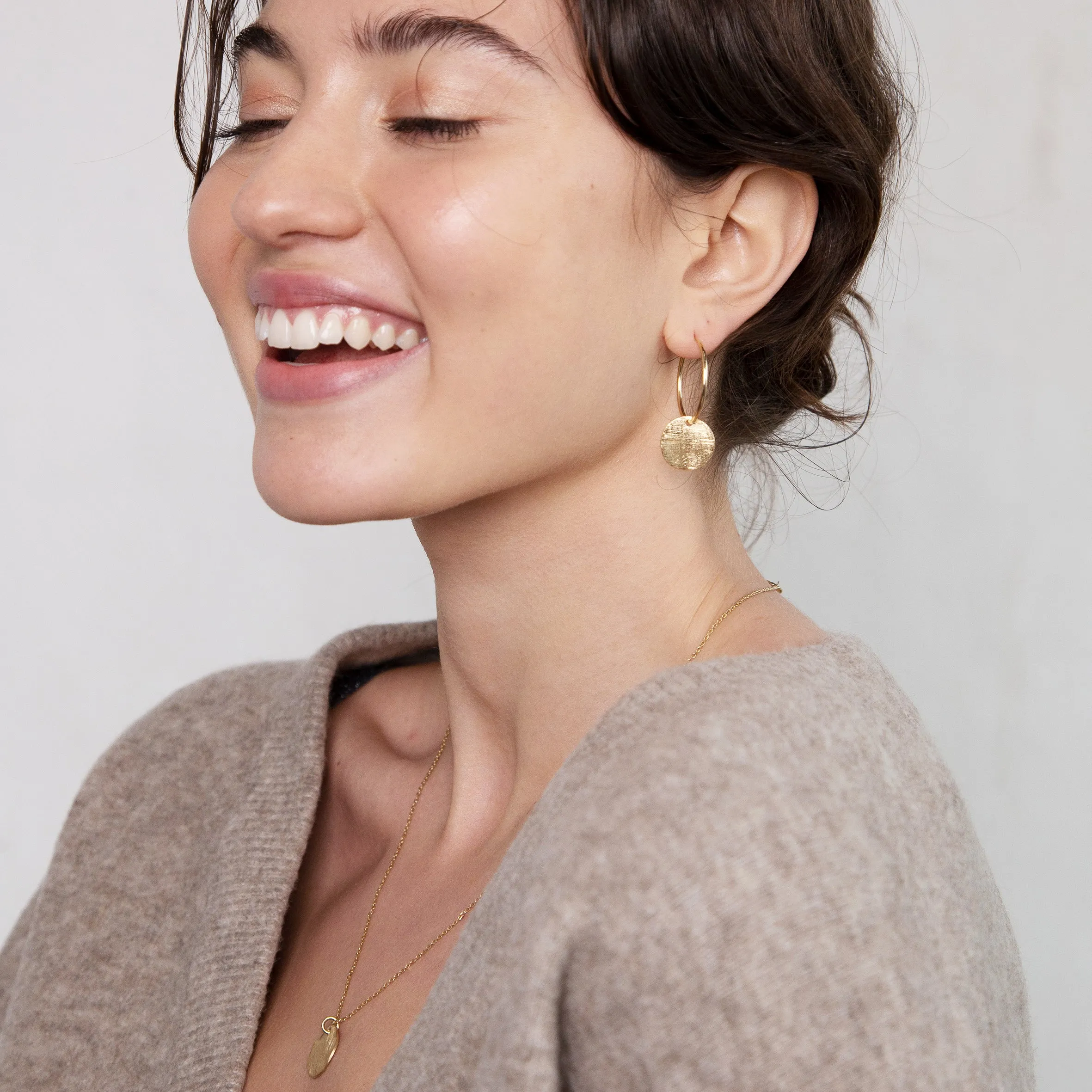 Full moon hoop Earrings (medium) - Silver