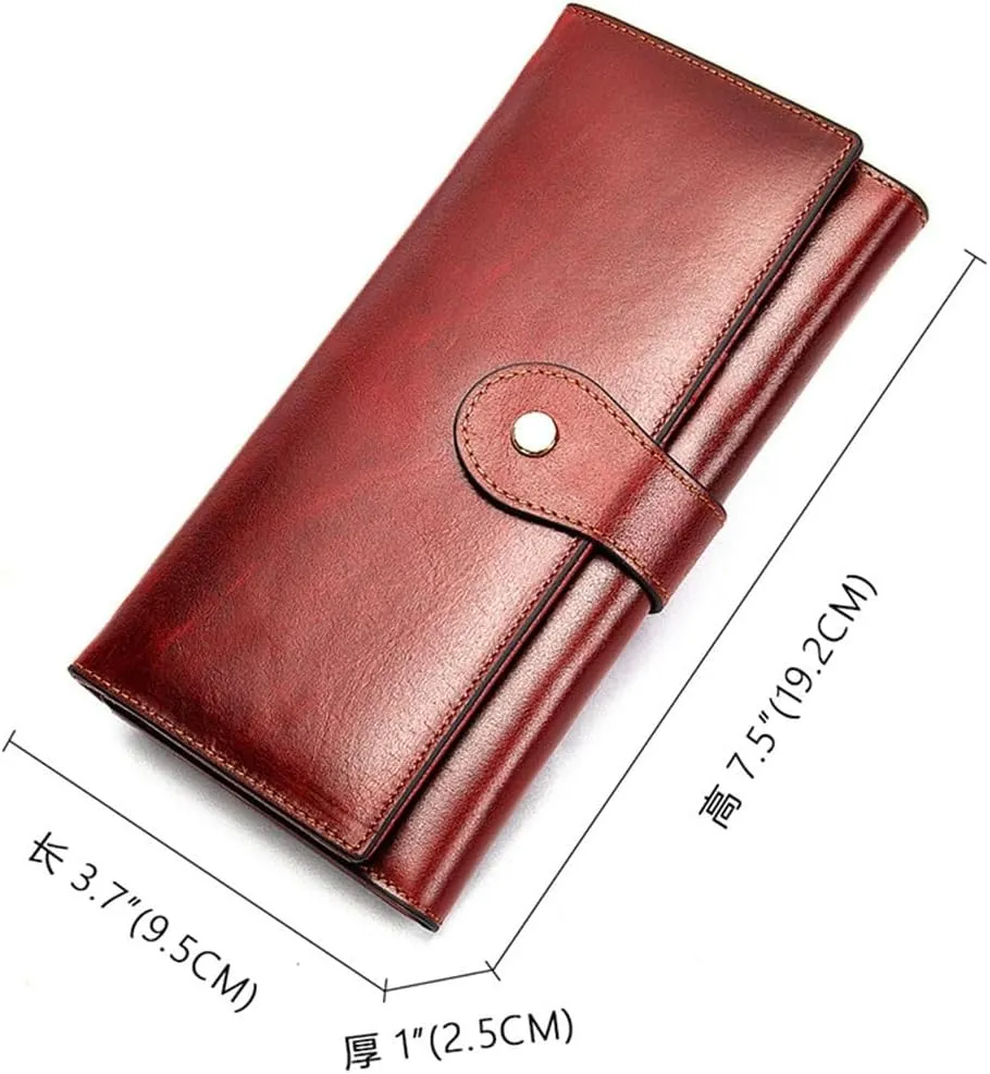 Genuine Leather Wallet, Women's Multi Slot Anti Magnetic Card Bag, Trendy Women's Top Layer Cowhide Handbag(D)