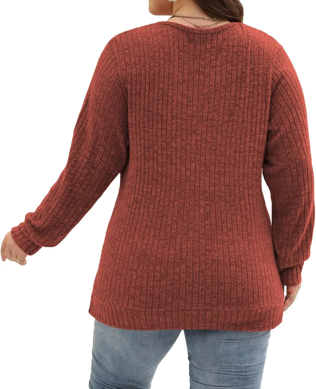 Gloria&Sarah Women's Casual Long Sleeve V Neck Lightweight Knitted Sweaters Loose Fit Plus Size Tunic Tops L-4XL