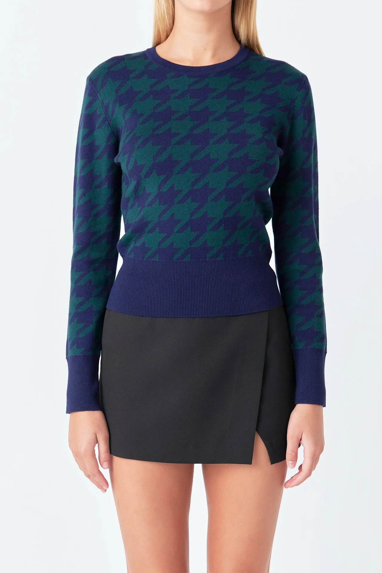 Knit Houndstooth Sweater