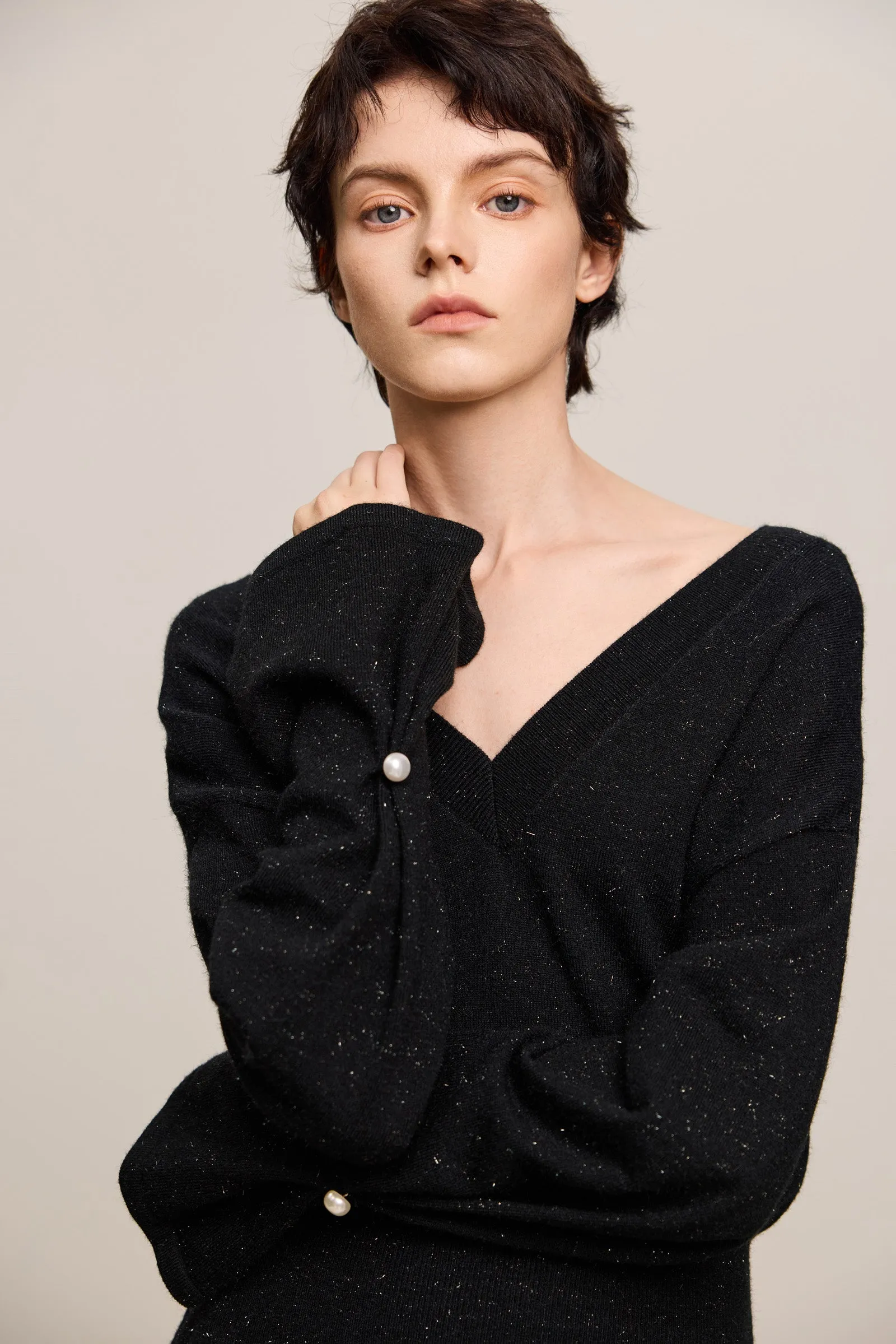 LILY Sparkling V-Neck Little Black Dress