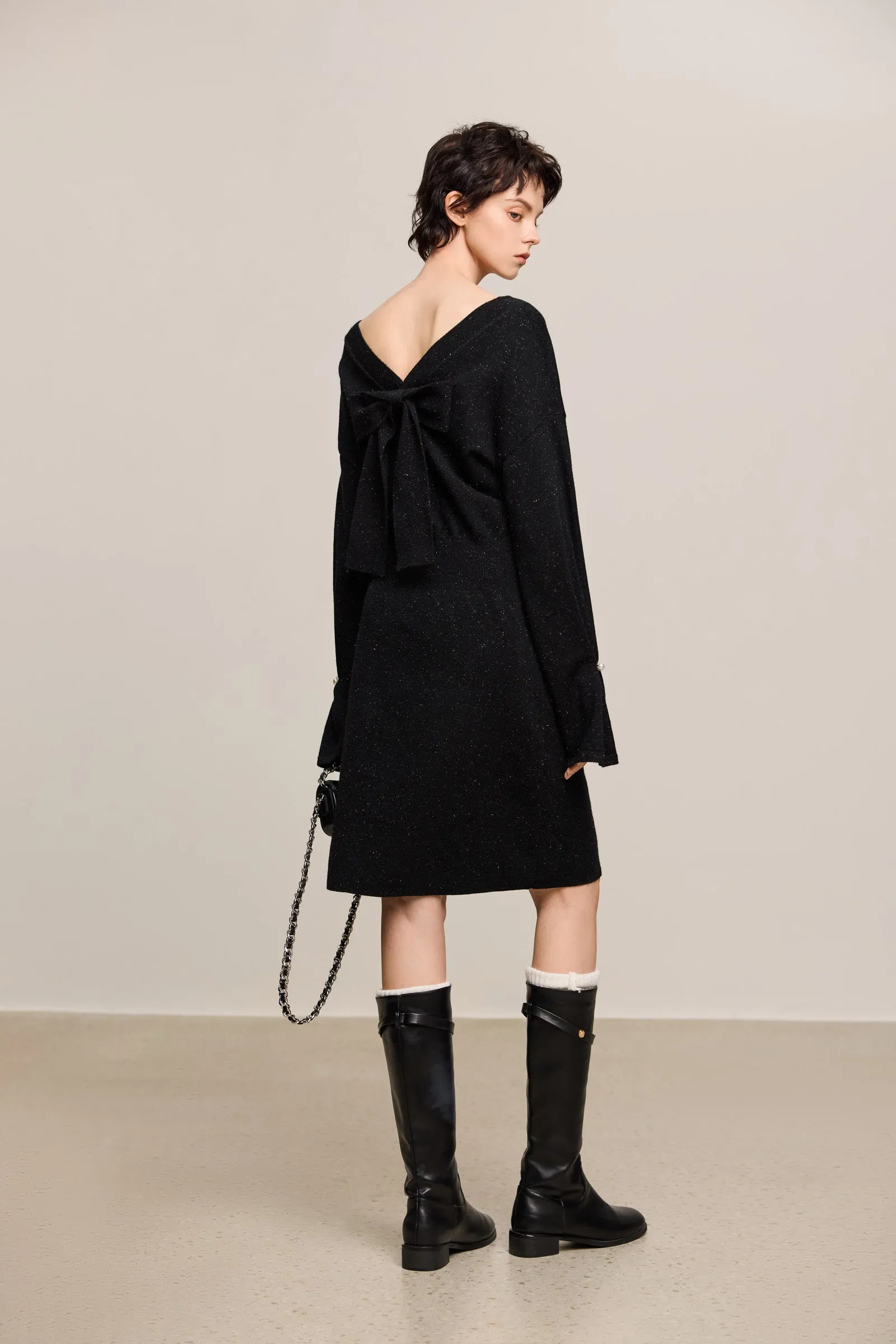 LILY Sparkling V-Neck Little Black Dress