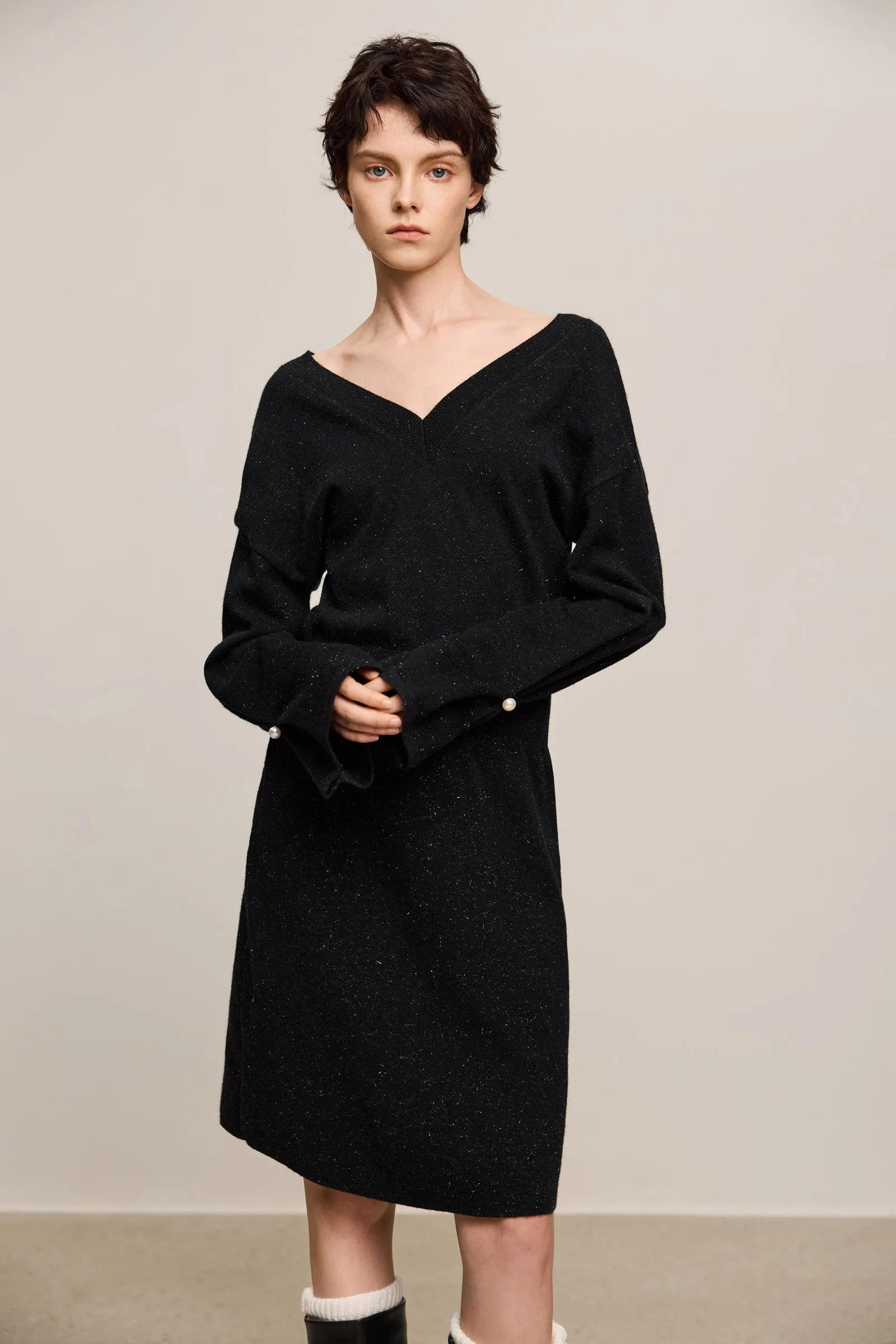 LILY Sparkling V-Neck Little Black Dress