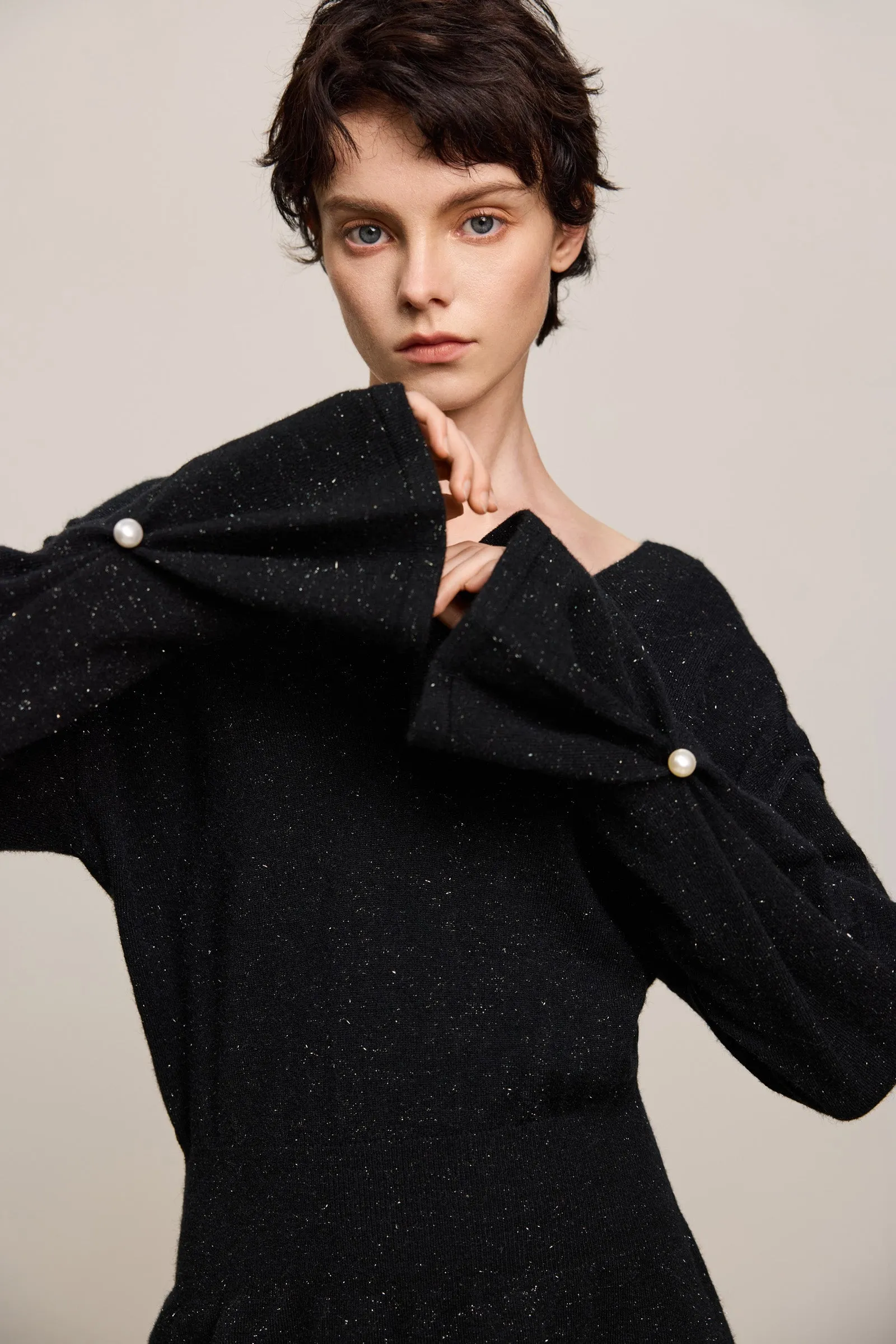 LILY Sparkling V-Neck Little Black Dress