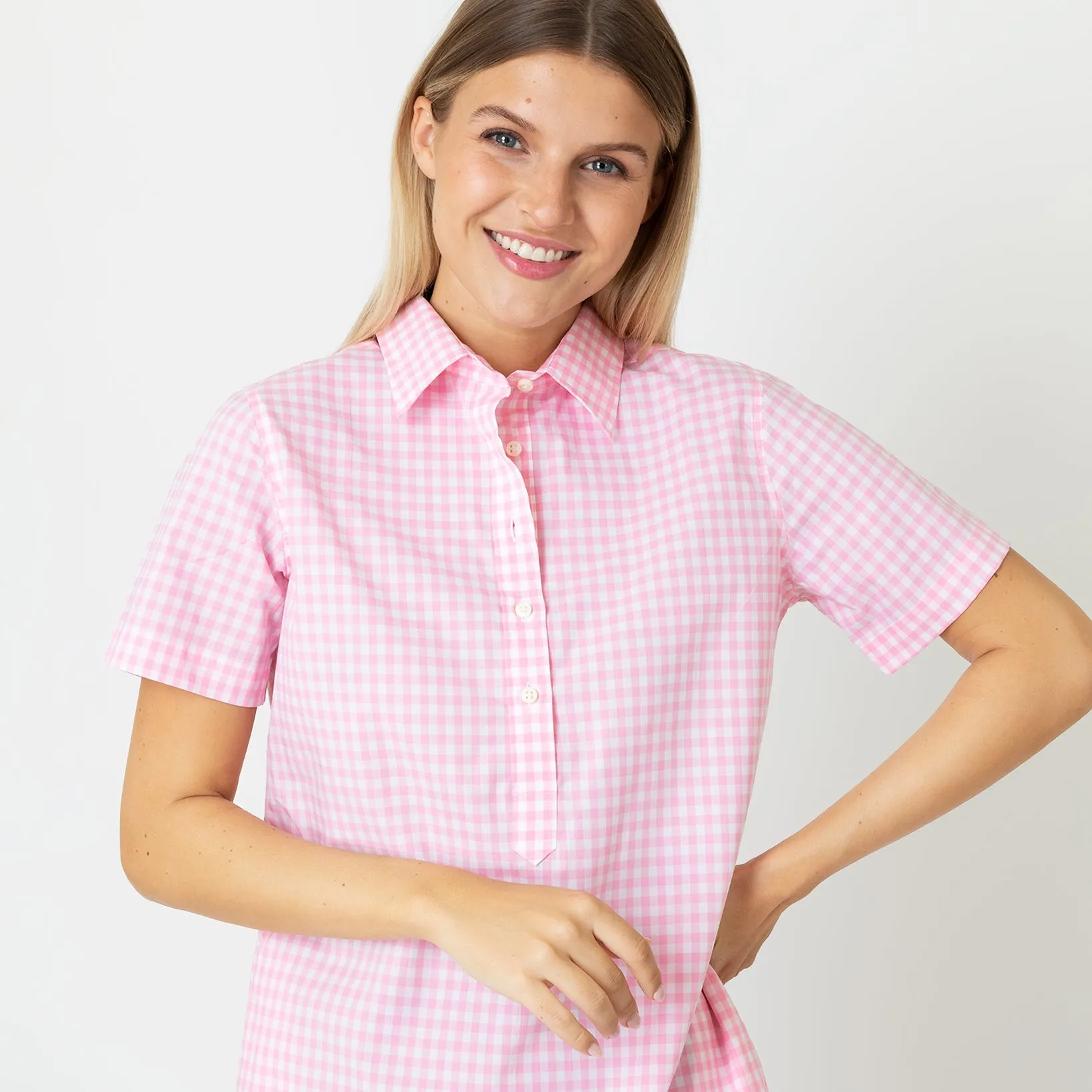 Made-to-Order Fabric in Pink Gingham Poplin
