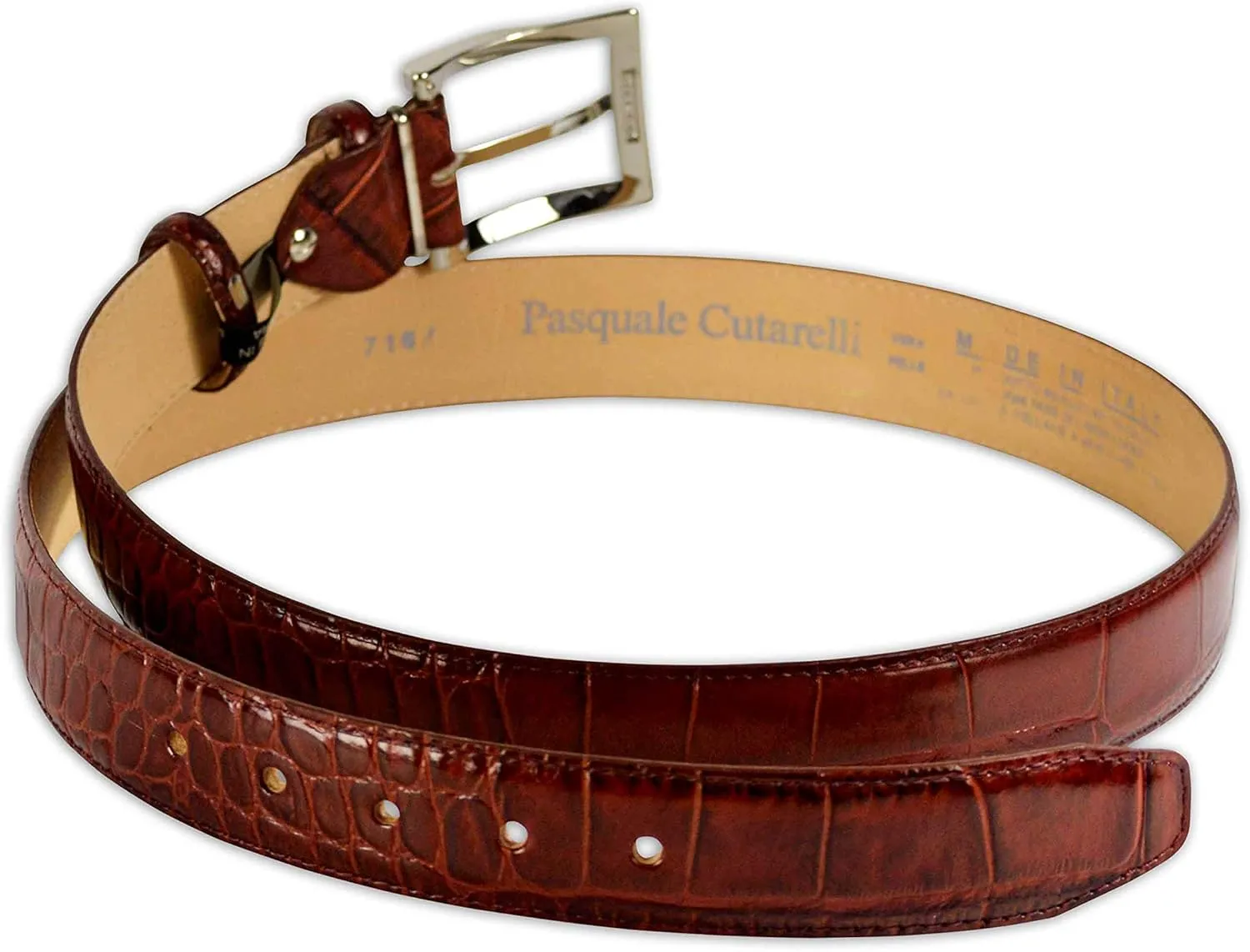 Mens Crocodile Pattern Italian Leather Belt