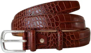 Mens Crocodile Pattern Italian Leather Belt