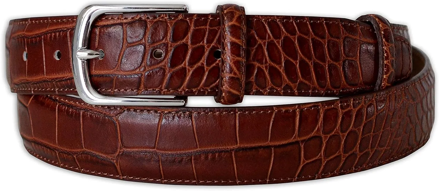 Mens Crocodile Pattern Italian Leather Belt