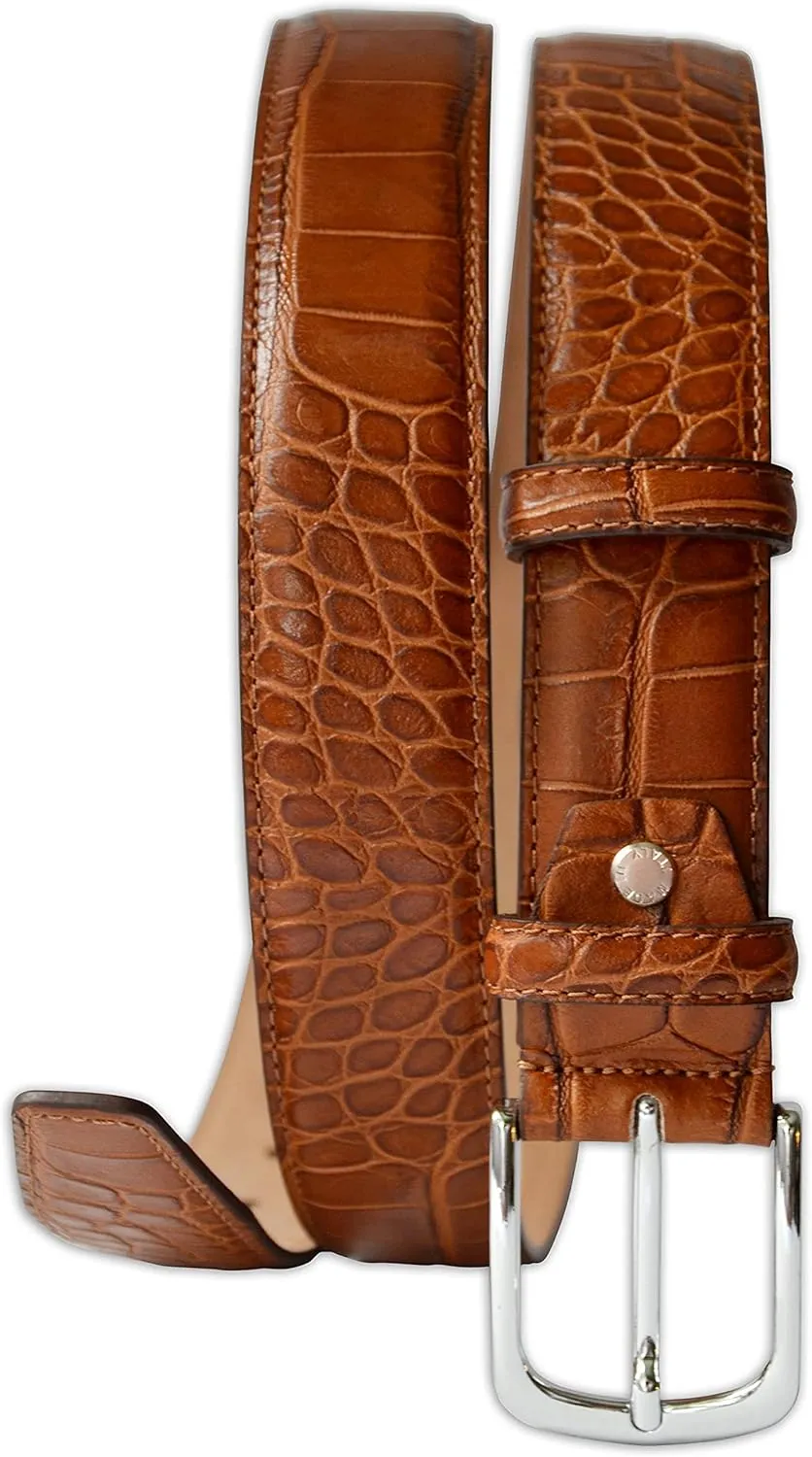 Mens Crocodile Pattern Italian Leather Belt