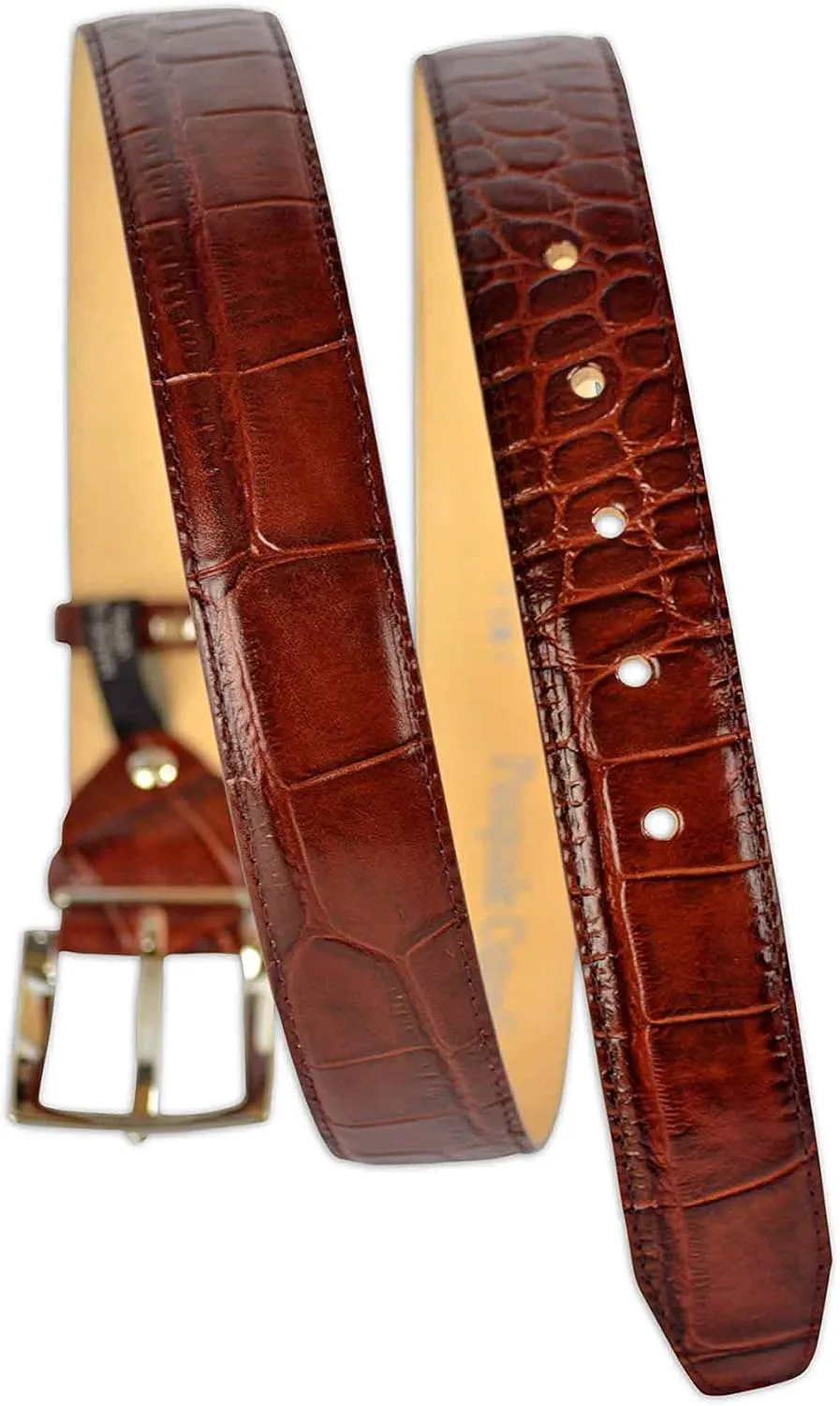 Mens Crocodile Pattern Italian Leather Belt