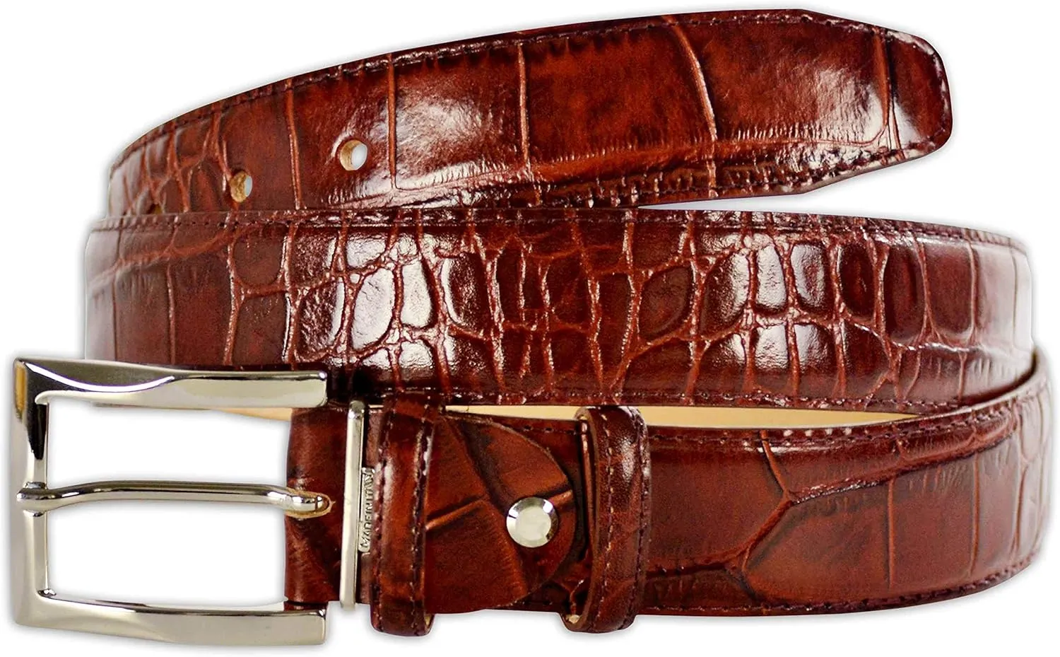 Mens Crocodile Pattern Italian Leather Belt