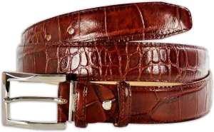 Mens Crocodile Pattern Italian Leather Belt