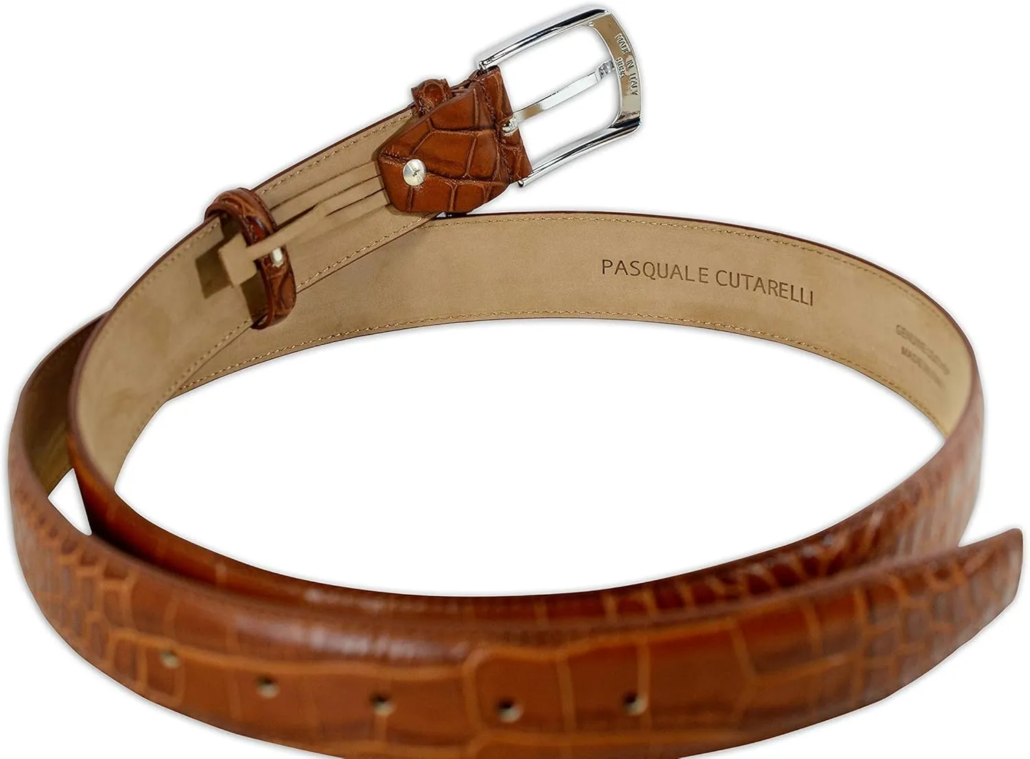 Mens Crocodile Pattern Italian Leather Belt