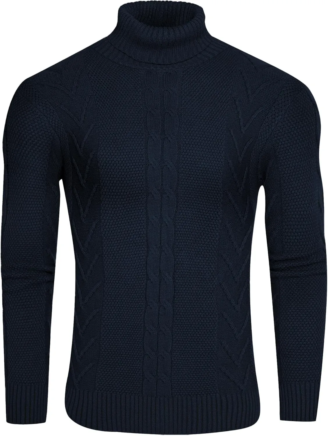 Men's Turtneck Pullover Sweaters Cable Knit Casual Pullover Sweater