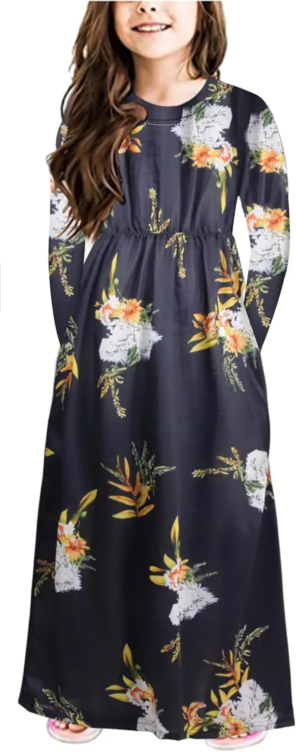 Miss Bei Girl Maxi Dress Casual Holiday Dresses for Girls 6-11Years