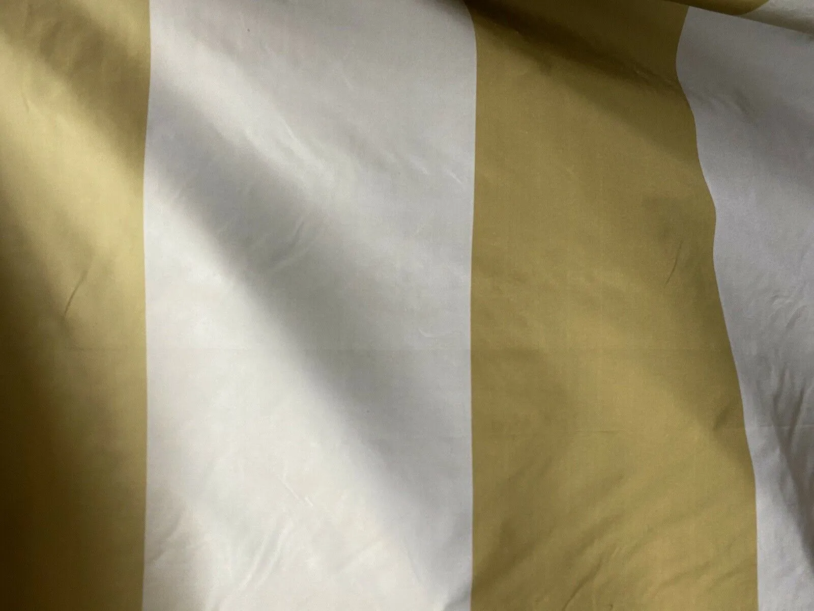 NEW 100% Silk Taffeta Gold & Cream Striped Fabric