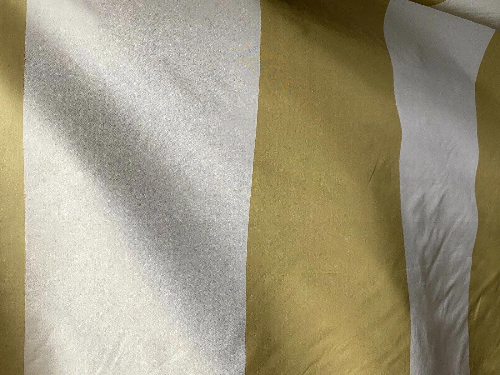 NEW 100% Silk Taffeta Gold & Cream Striped Fabric