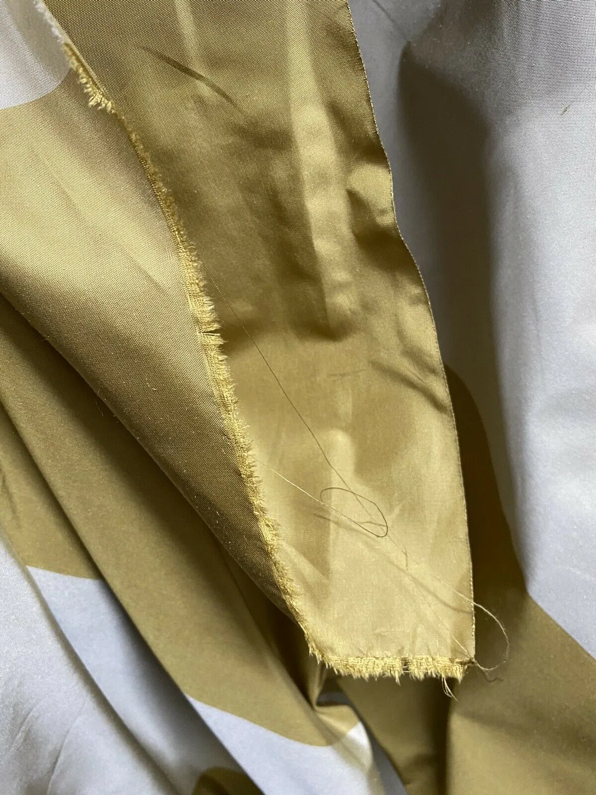 NEW 100% Silk Taffeta Gold & Cream Striped Fabric