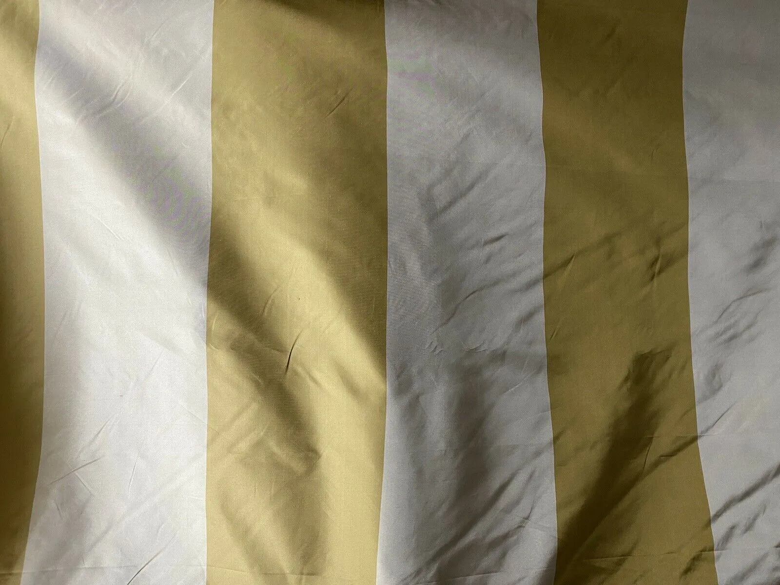 NEW 100% Silk Taffeta Gold & Cream Striped Fabric