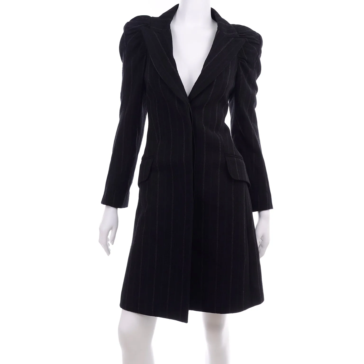 New Marc Jacobs for Louis Vuitton 2010 Charcoal Gray Pinstripe Coat