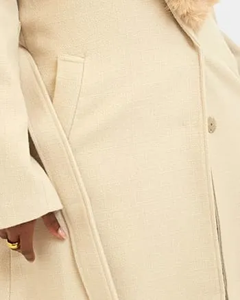 Nikita Fur Collar Tie Belt Coat | Beige