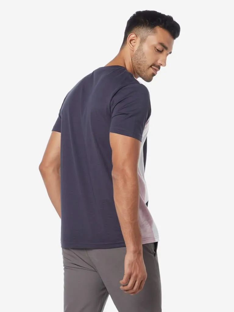 Nuon Navy Slim-Fit Colour-Block T-Shirt