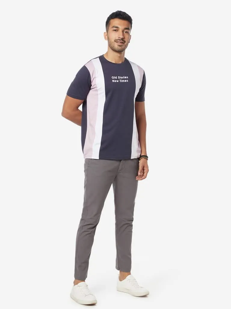 Nuon Navy Slim-Fit Colour-Block T-Shirt