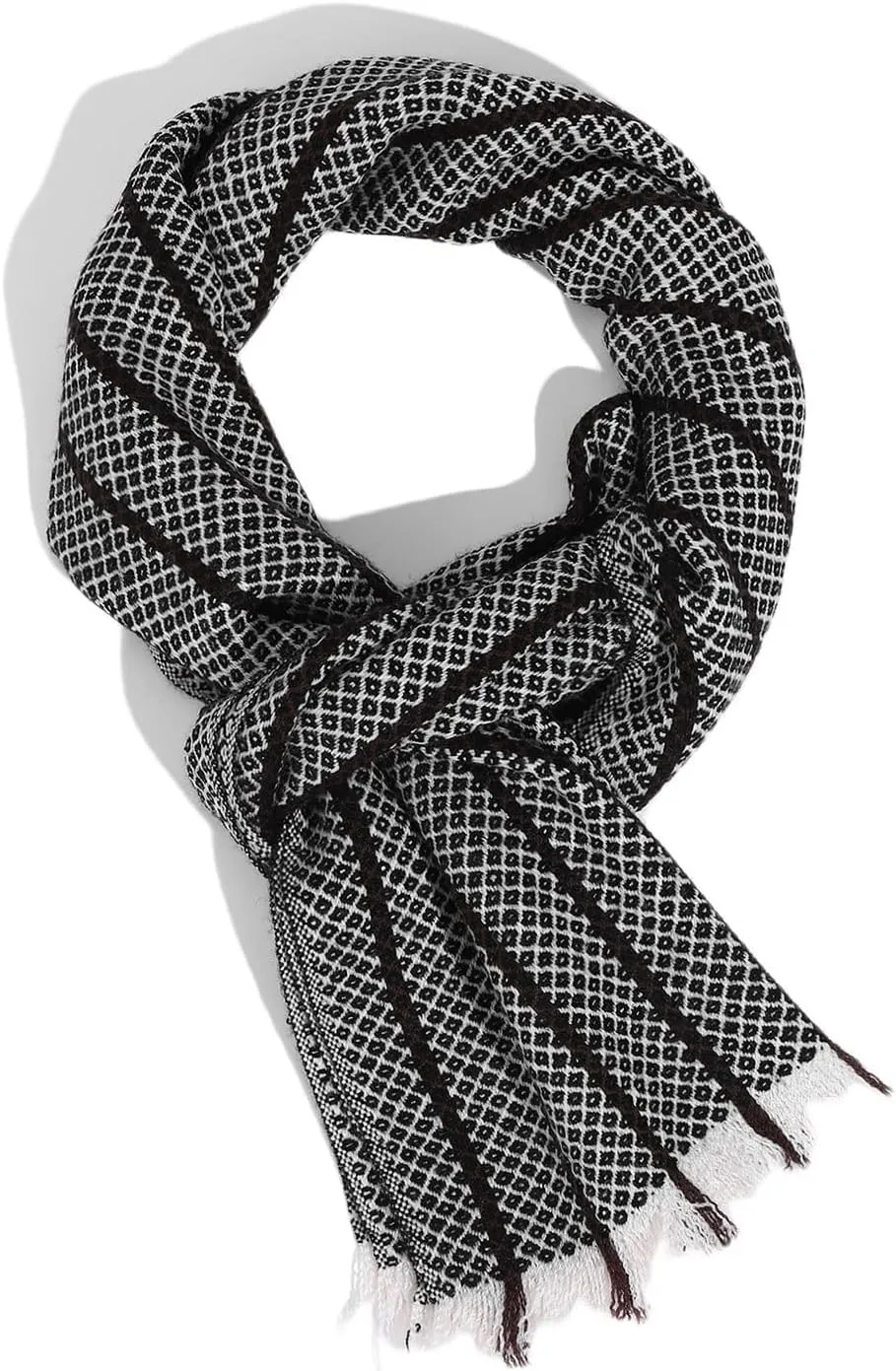 Pure Wool Scarves For men women, Pashmina Tartan Scarf,Cold Weather Scarf, Vertical Stripe Knit Winter Scarf